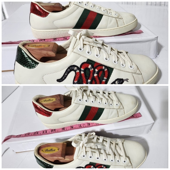 Gucci Leather Ace Web Low Top Sneakers White Size 41 - Picture 4 of 16
